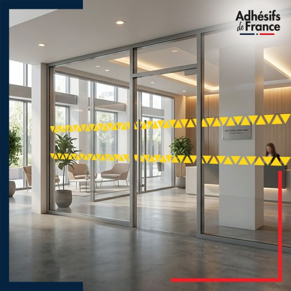 Adhésif de signalisation et de repérage pour surface vitrée - Motif triangles - jaune