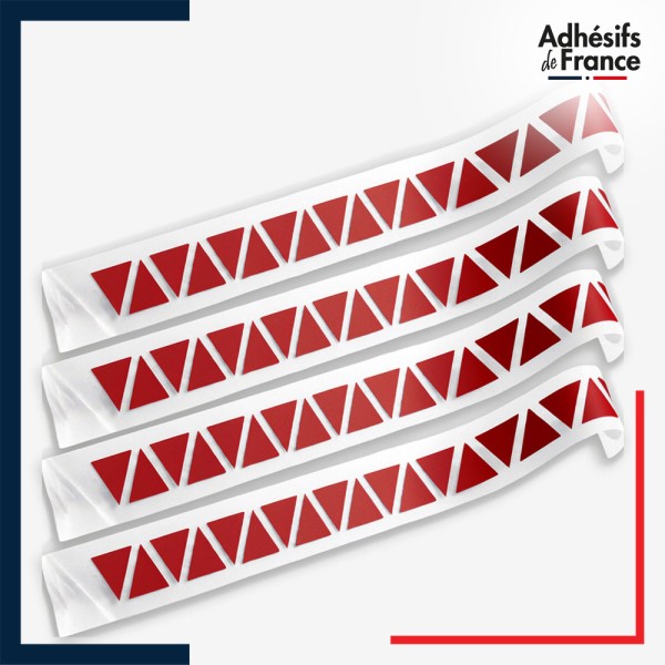 Lot de 4 bandes de signalisation et repérage pour vitres - Motif triangles - rouge