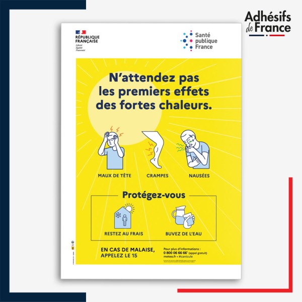 Affichage réglementaire alerte canicule - Protégez-vous adhésif ou panneau.