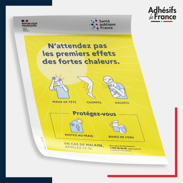 Affiche papier Affichage officiel alerte canicule - Protégez-vous