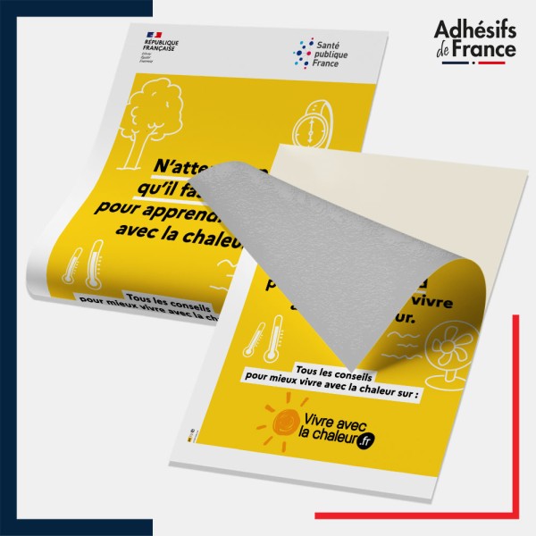 Adhésif Affichage réglementaire alerte canicule - Vivre avec la chaleur.