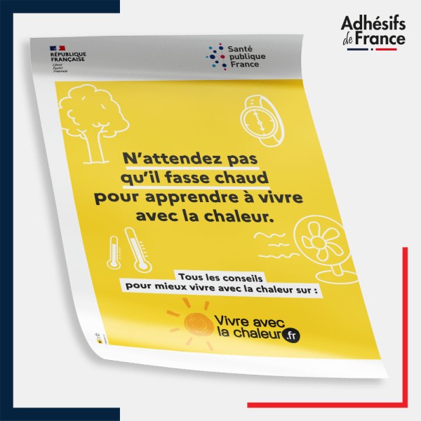 Affiche papier Affichage officiel alerte canicule - Vivre avec la chaleur