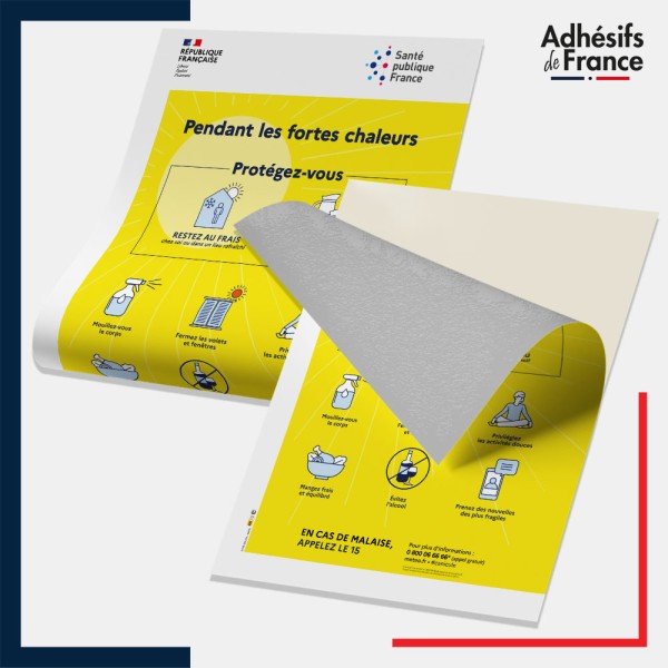 Adhésif Affichage réglementaire alerte canicule - Protégez-vous pendant les fortes chaleurs.