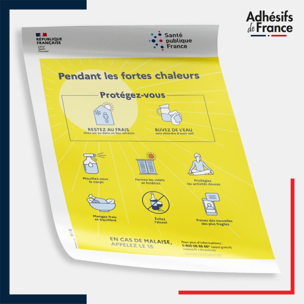 Affiche papier Affichage officiel alerte canicule - Protégez-vous pendant les fortes chaleurs
