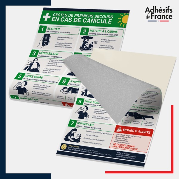Adhésif Affichage réglementaire alerte canicule - Gestes de premiers secours