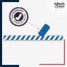 Vinyle adhésif antidérapant haute résistance avec plastification R10. Bande bleue et blanche