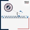 Vinyle adhésif antidérapant haute résistance avec plastification R10. Bande bleue et blanche - Ne pas franchir cette limite