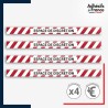 Adhésif sol antidérapant - Bande rouge et blanche - Espace de discrétion pour marquage entreprise, entrepôt. Lot de 4.