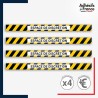 Adhésif sol antidérapant - Bande jaune et noire - Espace de discrétion pour marquage entreprise, entrepôt. Lot de 4.