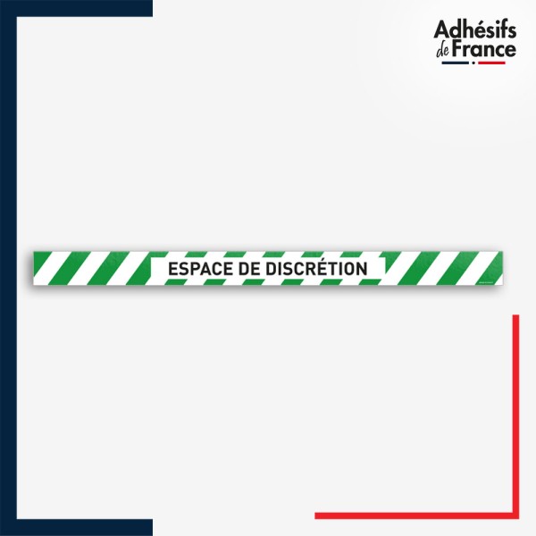Adhésif sol antidérapant - Bande verte et blanche - Espace de discrétion - marquage sécurité.