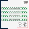 Adhésif sol antidérapant - Bande verte et blanche - Espace de discrétion pour marquage entreprise, entrepôt. Lot de 4.