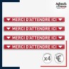 Adhésif sol antidérapant - Bande merci d'attendre ici pour marquage entreprise, entrepôt. Lot de 4.