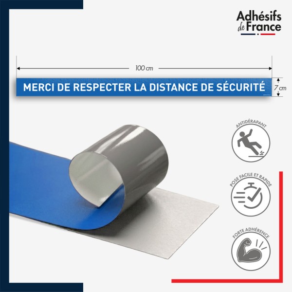 Marquage adhésif au sol antidérapant facile à poser - Bande respecter la distance de sécurité