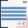 Adhésif sol antidérapant - Bande respecter la distance de sécurité pour marquage entreprise, entrepôt. Lot de 4.