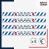 Adhésif sol antidérapant - Bande bleue et blanche - Accès interdit pour marquage entreprise, entrepôt. Lot de 4.