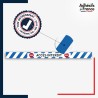 Vinyle adhésif antidérapant haute résistance avec plastification R10. Bande bleue et blanche - Accès interdit