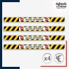Adhésif sol antidérapant - Bande jaune et noire - Accès interdit pour marquage entreprise, entrepôt. Lot de 4.