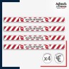 Adhésif sol antidérapant - Bande rouge et blanche - Accès interdit pour marquage entreprise, entrepôt. Lot de 4.