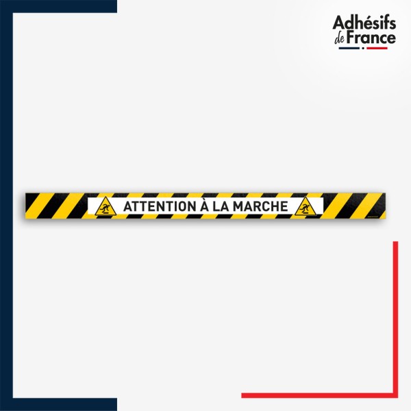 Adhésif sol antidérapant - Bande jaune et noire - Attention à la marche - marquage sécurité.