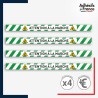 Adhésif sol antidérapant - Bande verte et blanche - Attention à la marche pour marquage entreprise, entrepôt. Lot de 4.
