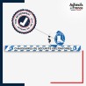Vinyle adhésif antidérapant haute résistance avec plastification R10. Bande bleue et blanche - Chaussures sécurité obligatoires