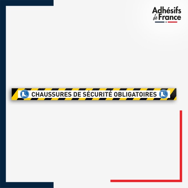 Adhésif sol antidérapant - Bande jaune et noire - Chaussures de sécurité obligatoires - marquage sécurité.