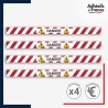 Adhésif sol antidérapant - Bande rouge et blanche - Danger pour marquage entreprise, entrepôt. Lot de 4.