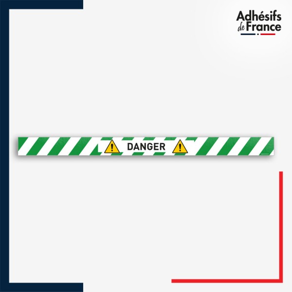 Adhésif sol antidérapant - Bande verte et blanche - Danger - marquage sécurité.