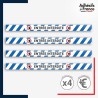 Adhésif sol antidérapant - Bande bleue et blanche - Entrée interdite pour marquage entreprise, entrepôt. Lot de 4.
