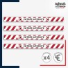 Adhésif sol antidérapant - Bande rouge et blanche - Entrée interdite pour marquage entreprise, entrepôt. Lot de 4.