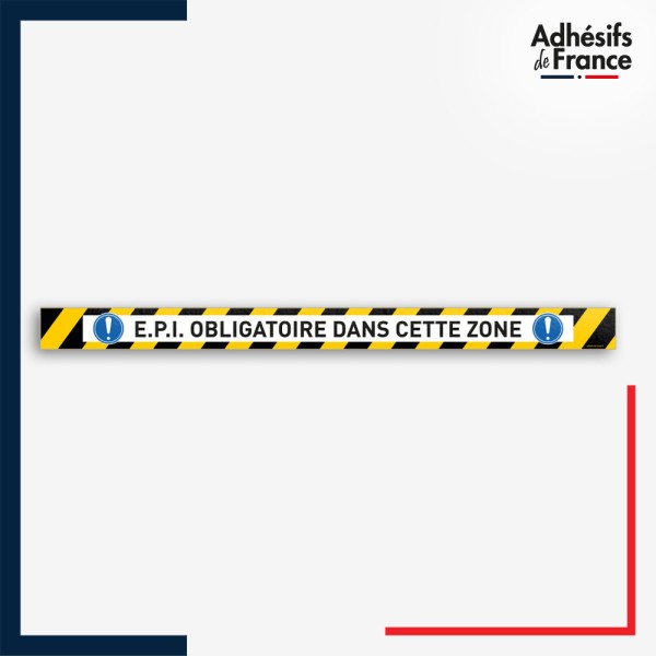 Adhésif sol antidérapant - Bande jaune et noire - EPI obligatoire - marquage sécurité.