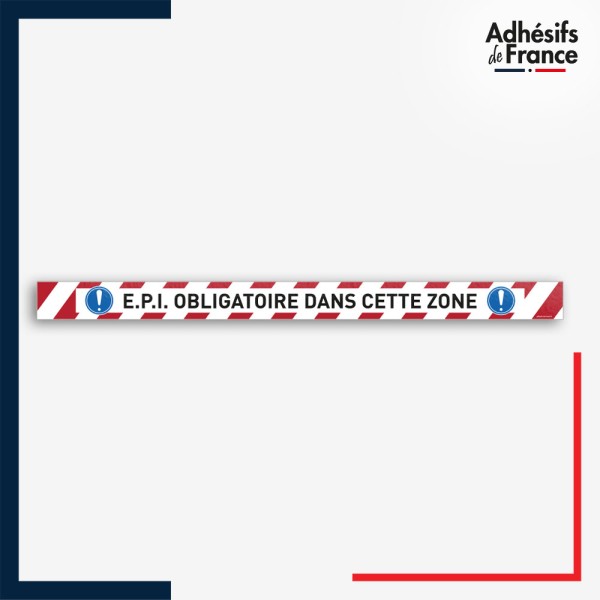 Adhésif sol antidérapant - Bande rouge et blanche - EPI obligatoire - marquage sécurité.