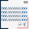 Adhésif sol antidérapant - Bande bleue et blanche - Zone de confidentialité pour marquage entreprise, entrepôt. Lot de 4.