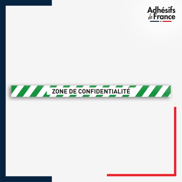 Adhésif sol antidérapant - Bande verte et blanche - Zone de confidentialité - marquage sécurité.