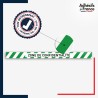 Vinyle adhésif antidérapant haute résistance avec plastification R10. Bande verte et blanche - Zone de confidentialité