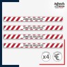 Adhésif sol antidérapant - Bande rouge et blanche - Zone de sécurité pour marquage entreprise, entrepôt. Lot de 4.