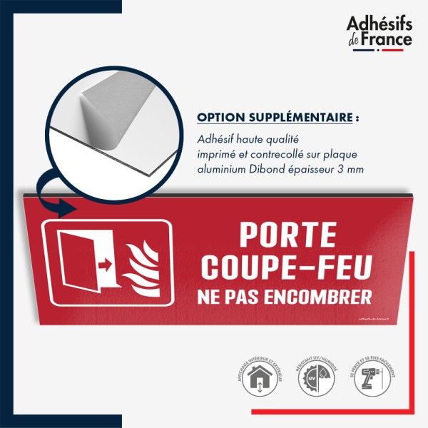 Plaque signalétique de sécurité incendie - Porte coupe-feu ne pas encombrer
