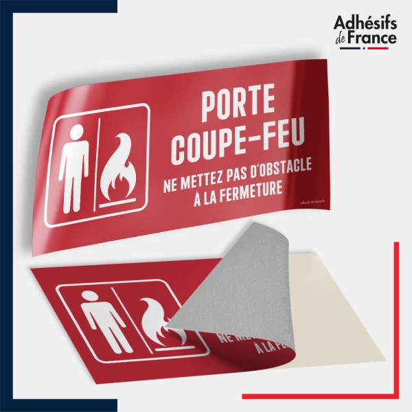 Adhésif signalisation de sécurité incendie - Porte coupe-feu ne mettez pas d'obstacle à la fermeture