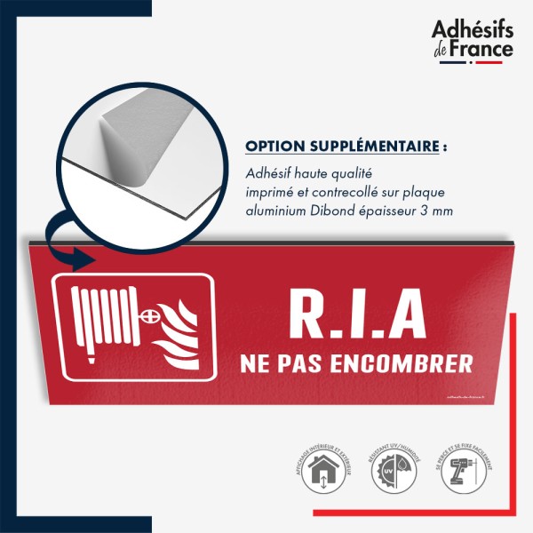 Plaque signalétique de sécurité incendie - RIA ne pas encombrer