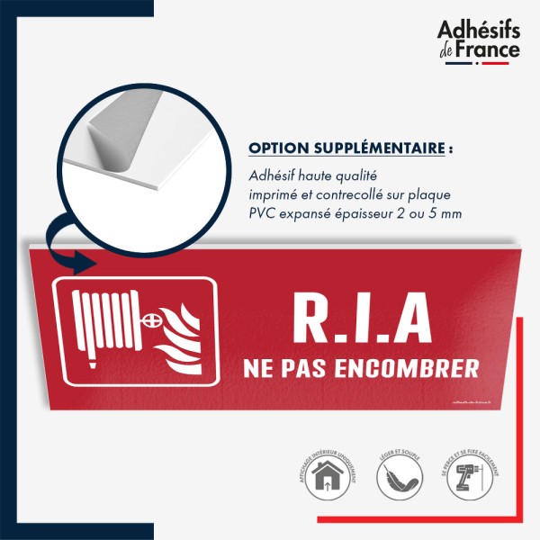 Panneau de signalisation de sécurité incendie - RIA ne pas encombrer
