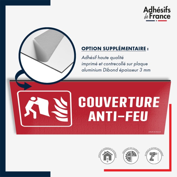 Plaque signalétique de sécurité incendie - Couverture anti-feu