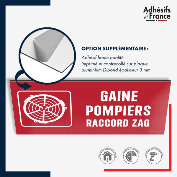 Plaque signalétique de sécurité incendie - Gaine pompiers raccord ZAG