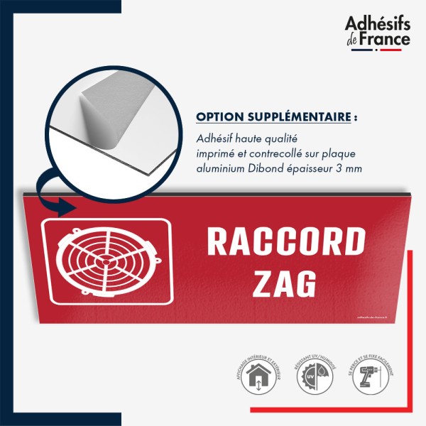 Plaque signalétique de sécurité incendie - Raccord ZAG
