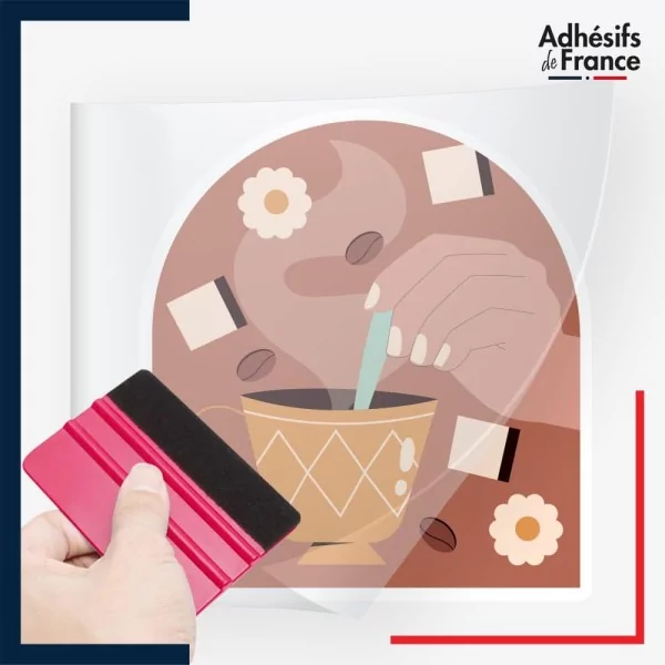 stickers sous film transfert café