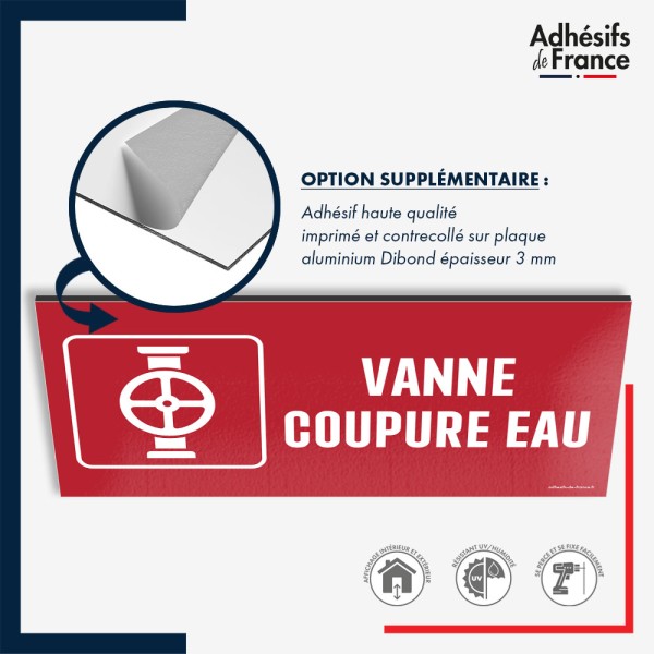 Plaque signalétique de sécurité incendie - Vanne coupure eau