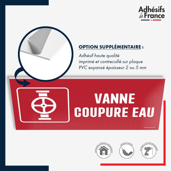 Panneau de signalisation de sécurité incendie - Vanne coupure eau