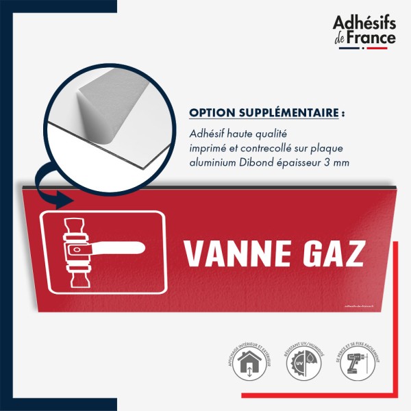 Plaque signalétique de sécurité incendie - Vanne gaz