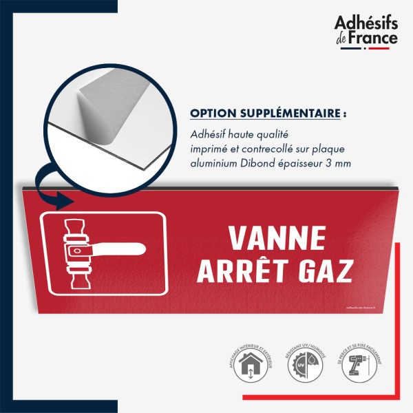 Plaque signalétique de sécurité incendie - Vanne arrêt gaz
