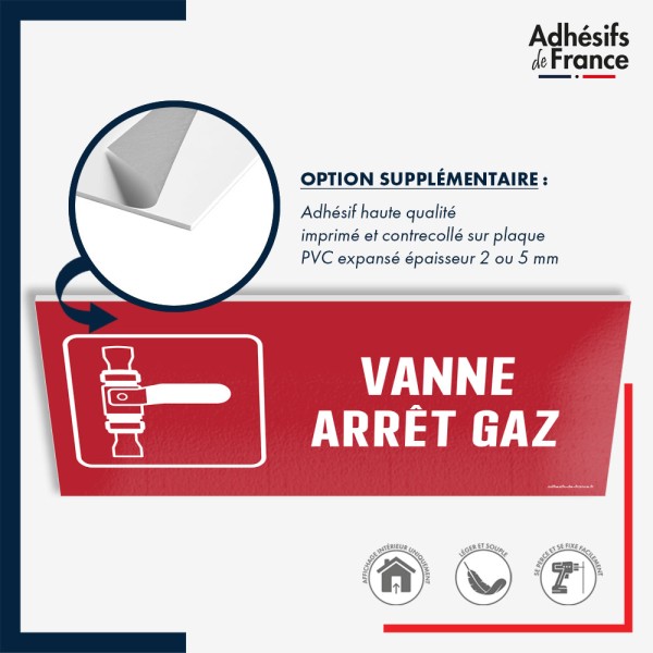 Panneau de signalisation de sécurité incendie - Vanne arrêt gaz