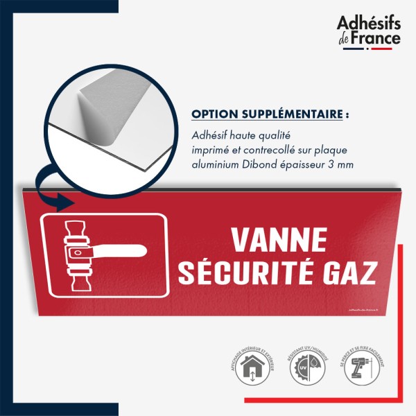 Plaque signalétique de sécurité incendie - Vanne sécurité gaz